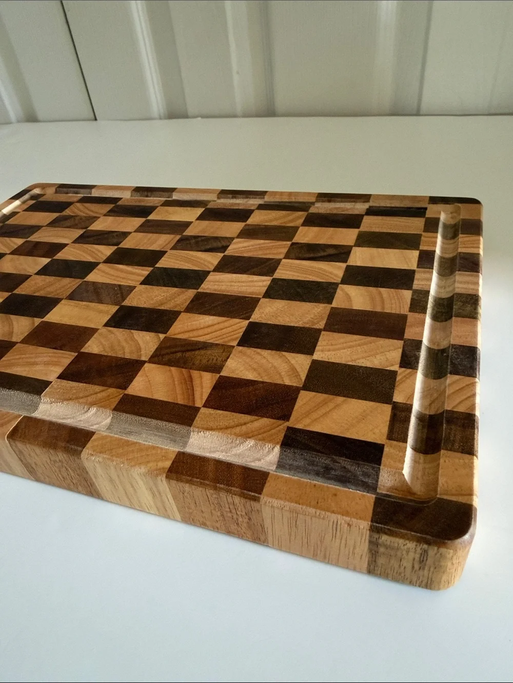 Checkered Brown & Tan Acacia Wood Cutting Board